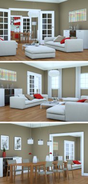 Modern iç çatı tasarım üç kez bakıldı