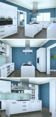 Modern mavi iç çatı tasarım üç kez bakıldı