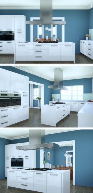 Modern mavi iç çatı tasarım üç kez bakıldı