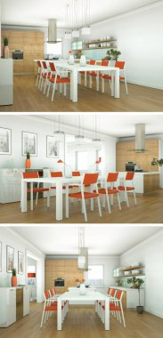 Modern iç çatı tasarım üç kez bakıldı