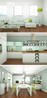 Modern iç çatı tasarım üç kez bakıldı