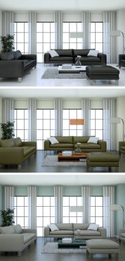 Üç renk değişimleri modern loft iç tasarım