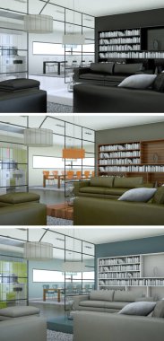 Üç renk değişimleri modern loft iç tasarım