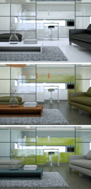 Üç renk değişimleri modern loft iç tasarım