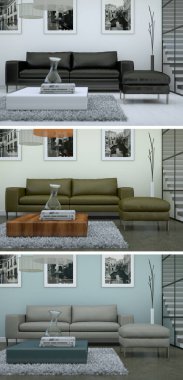 Üç renk değişimleri modern loft iç tasarım