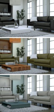 Üç renk değişimleri modern loft iç tasarım