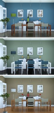 Üç renk değişimleri modern loft iç tasarım