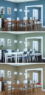 Üç renk değişimleri modern loft iç tasarım