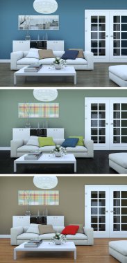 Üç renk değişimleri modern loft iç tasarım