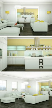 Modern iç çatı tasarım üç kez bakıldı