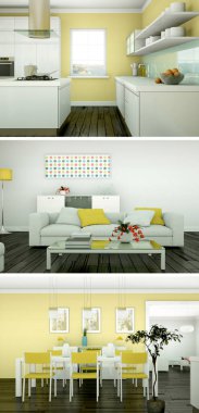 Modern iç çatı tasarım üç kez bakıldı