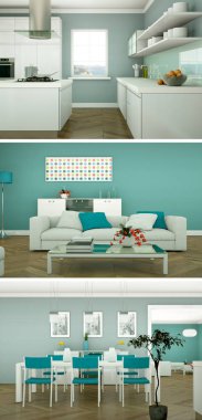 Modern iç çatı tasarım üç kez bakıldı