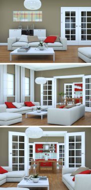 Modern iç çatı tasarım üç kez bakıldı