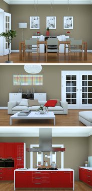 Modern iç çatı tasarım üç kez bakıldı