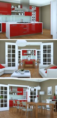 Modern iç çatı tasarım üç kez bakıldı