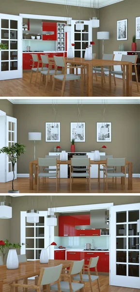 Modern iç çatı tasarım üç kez bakıldı