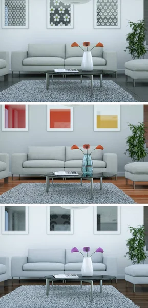 Üç renk değişimleri modern loft iç tasarım