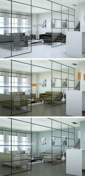 Üç renk değişimleri modern loft iç tasarım