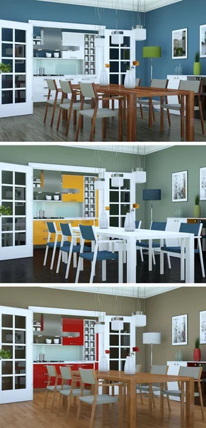 Üç renk değişimleri modern loft iç tasarım