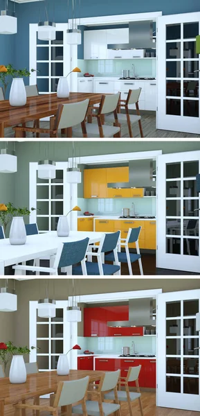 Üç renk değişimleri modern loft iç tasarım