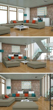 Modern iç çatı tasarım üç kez bakıldı