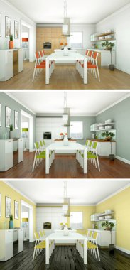 Üç renk değişimleri modern loft iç tasarım