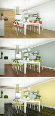 Üç renk değişimleri modern loft iç tasarım