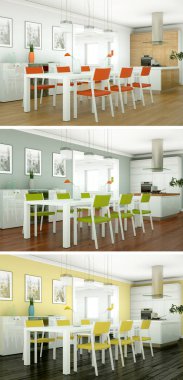 Üç renk değişimleri modern loft iç tasarım