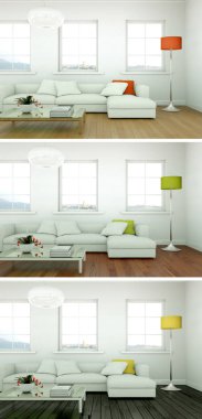 Üç renk değişimleri modern loft iç tasarım