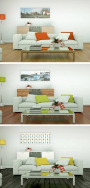 Üç renk değişimleri modern loft iç tasarım