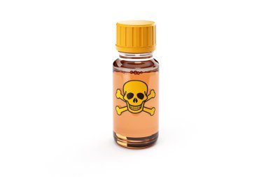 Medicine glass bottle isolated with scull label clipart