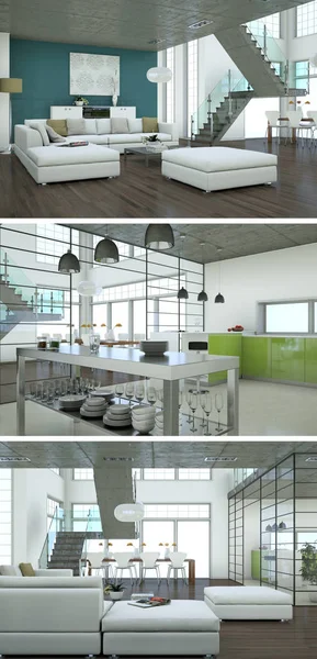 Modern iç çatı tasarım üç kez bakıldı