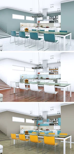 Üç renk değişimleri modern loft iç tasarım