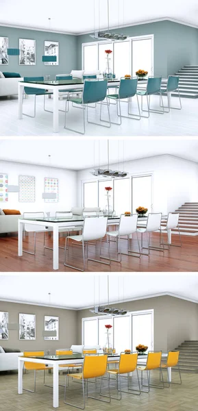 Üç renk değişimleri modern loft iç tasarım