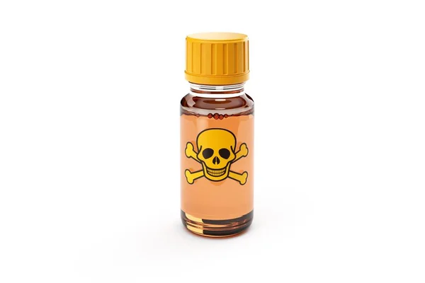 Medicine glass bottle isolated with scull label — Stock Photo, Image