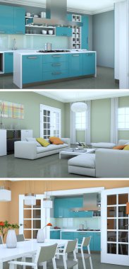 Modern iç çatı tasarım üç kez bakıldı