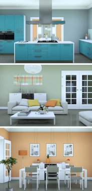 Modern iç çatı tasarım üç kez bakıldı