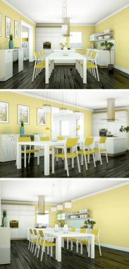 Modern iç çatı tasarım üç kez bakıldı