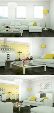 Modern iç çatı tasarım üç kez bakıldı