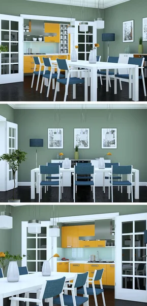 Modern iç çatı tasarım üç kez bakıldı