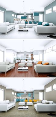 Üç renk değişimleri modern loft iç tasarım