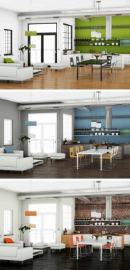 Üç renk değişimleri modern loft iç tasarım