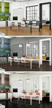 Üç renk değişimleri modern loft iç tasarım