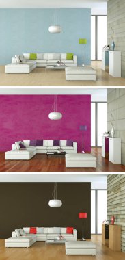 Üç renk değişimleri modern loft iç tasarım