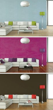 Üç renk değişimleri modern loft iç tasarım