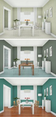 Üç renk değişimleri modern loft iç tasarım