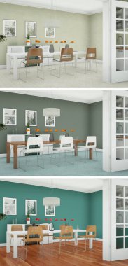 Üç renk değişimleri modern loft iç tasarım