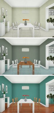 Üç renk değişimleri modern loft iç tasarım