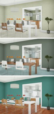 Üç renk değişimleri modern loft iç tasarım