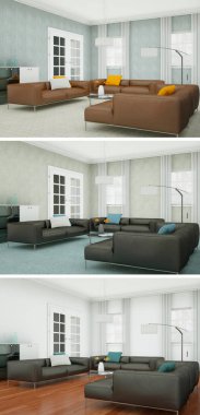 Üç renk değişimleri modern loft iç tasarım